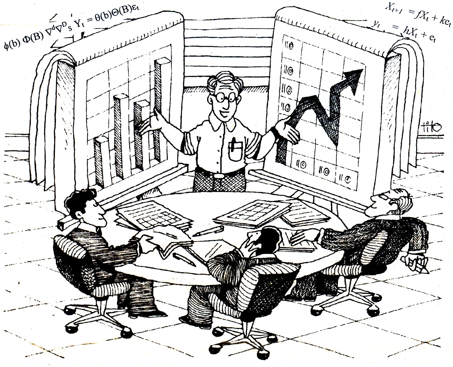 economista explicando gr�fiico a compa�eros